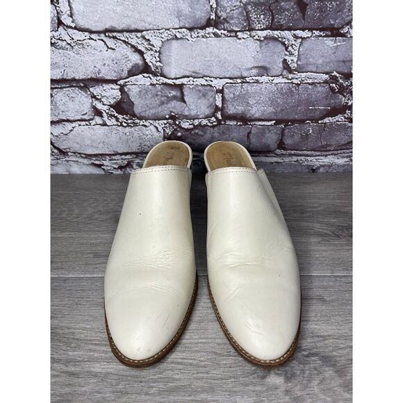 Madewell The Harper Ivory Leather Mules Stacked Heels Women 8M US/39EU J8560 - Picture 4 of 16